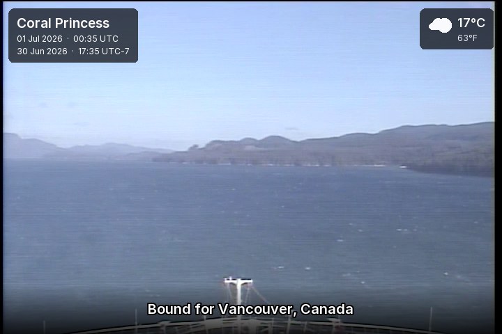 A live picture from the bridge of the Coral Princess