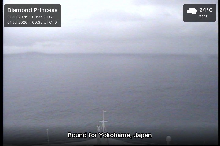 A live picture from the bridge of the Diamond Princess