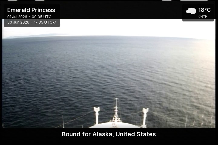A live picture from the bridge of the Emerald Princess