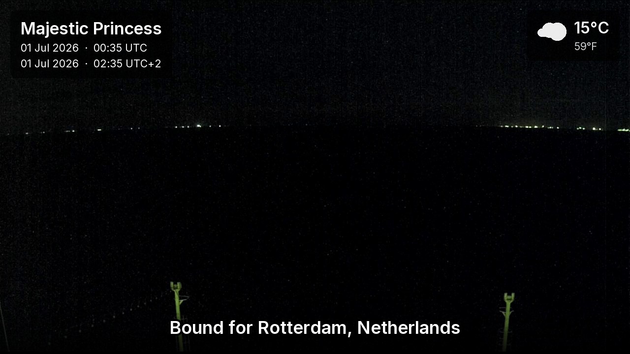 A live picture from the bridge of the Majestic Princess